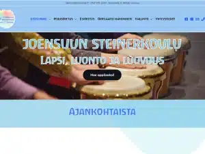 Kuva Joensuun steinerkoulun nettisivujen etusivusta.