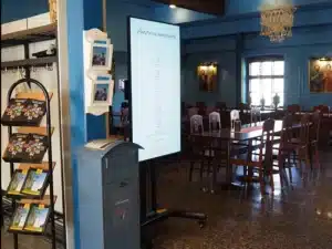 Valamon luostari, infonäyttö ravintola Trapezassa.